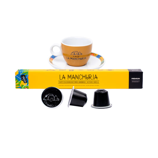 Cápsulas Espresso Premium + Juego de taza y plato