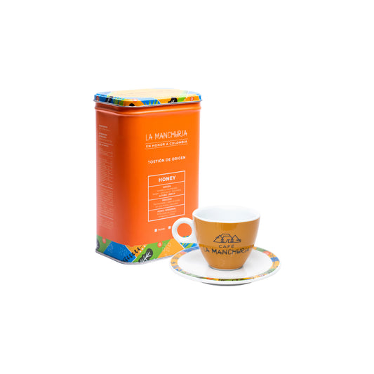 Caja Metálica Café Honey + Juego de taza y plato