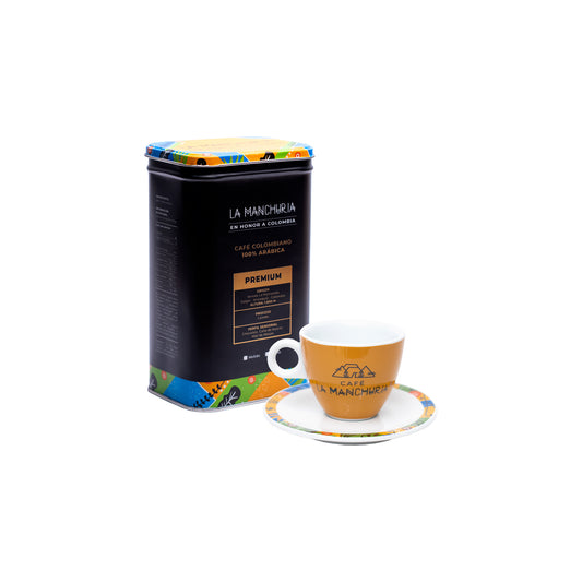 Caja Metálica Café Premium + Juego de taza y plato